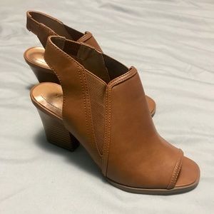 Style & Co Tan Leather Slingback Heel Bootie